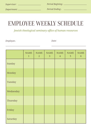 Employee Weekly Schedule Design