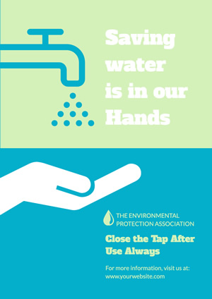 Simple Blue Save Water Poster Design