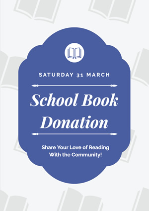 Blue and White School Book Donation Poster Design