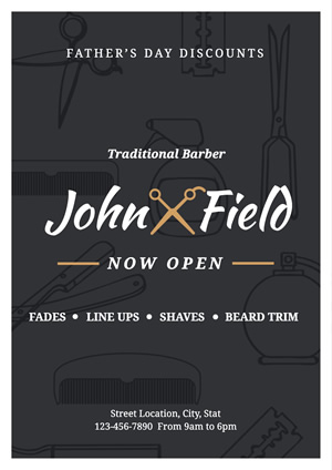 Simple Barbershop Promotional Poster Poster Design