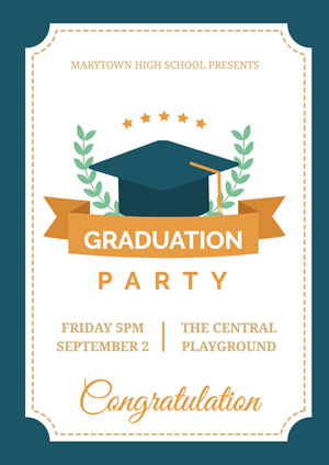 Blue and White Graduation Party Poster Poster Design
