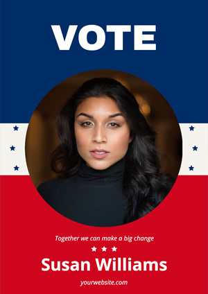 Blue and Red Woman Photo Vote Poster Design