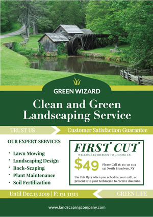 Green Landscaping Service Flyer Flyer Design