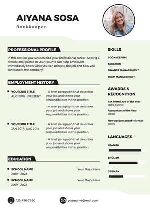 Bookkeeper Resume Resume Design