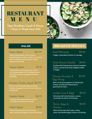 Restaurant Menu Design