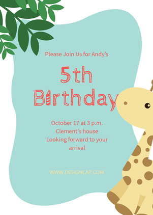 5th Birthday Invitation Design