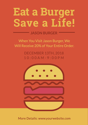 Burger Store Donation Activity Flyer Design