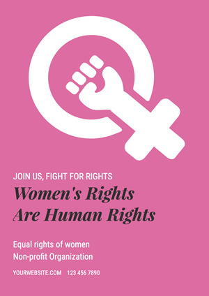 Pink Womens Rights Poster Design