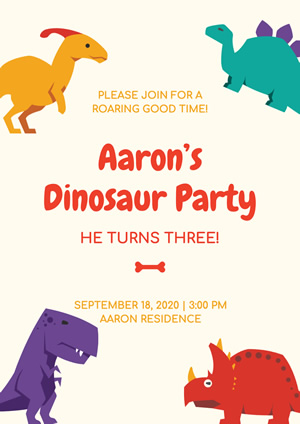 Cute Dinosaur Theme Party Poster Poster Design