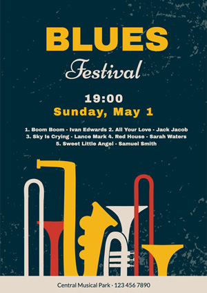 Blues Music Festival Poster Poster Design