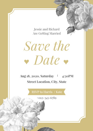 Flower Wedding Save Date Invitation Design