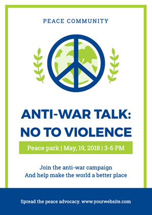 Blue and White Antiwar Poster Poster Design