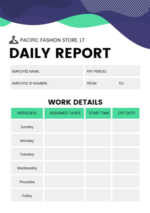 Daily Work Report Design