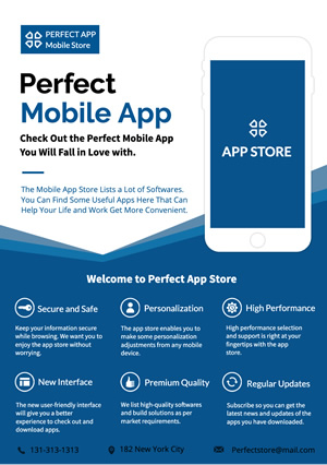 Modern Blue and White Mobile App Flyer Flyer Design