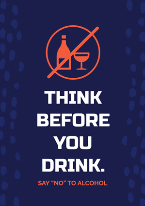 Simple Blue Background and White Words Alcohol Poster Design