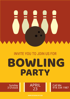 Colorful Bowling Party Invitation Design