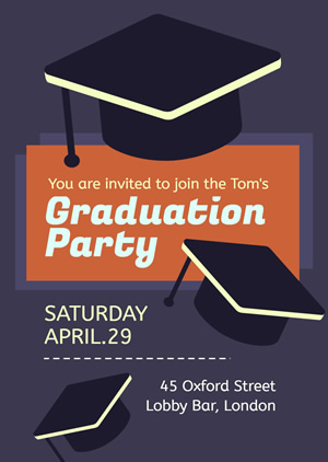 Mortarboard Graduation Party Invitation Design