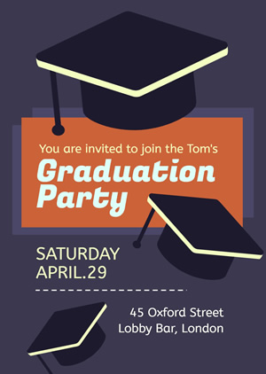 Mortarboard Graduation Party Invitation Design