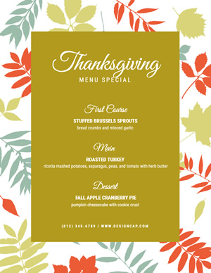 Thanksgiving Dinner Menu Design