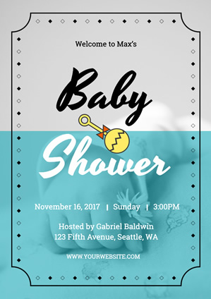 Grey and Blue Baby Shower Poster Poster Design