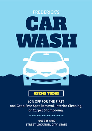 Blue Car Wash Poster Design