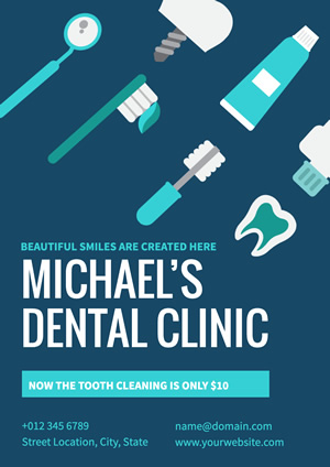 Blue Dental Clinic Poster Design