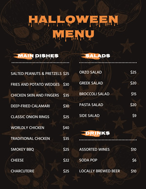 Stylish Halloween Menu Menu Design