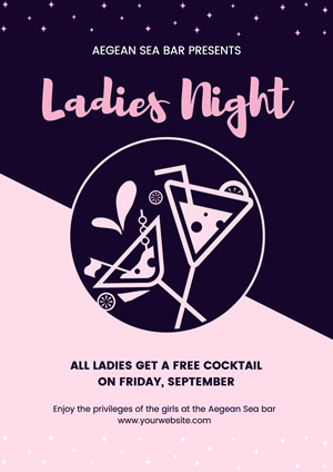 Ladies Night Cocktail Bar Poster Poster Design