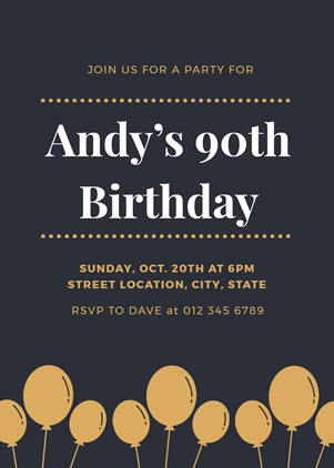 90th Birthday Invitation Design
