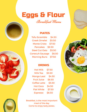 Healthy Breakfast Menu Design