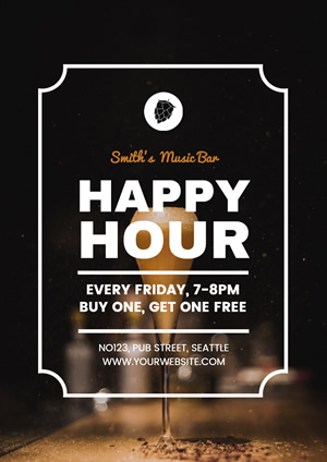 Wine Bar Happy Hour Poster Design