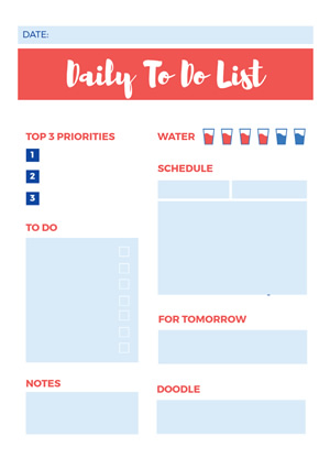 Daily Task List Schedule Design