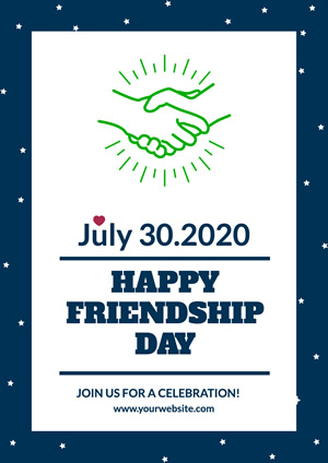 White and Blue Starry Friendship Day Poster Design