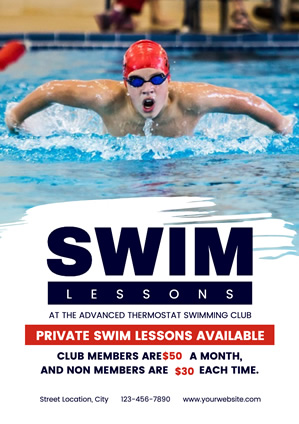 Refreshing Swimming Lesson Poster Design