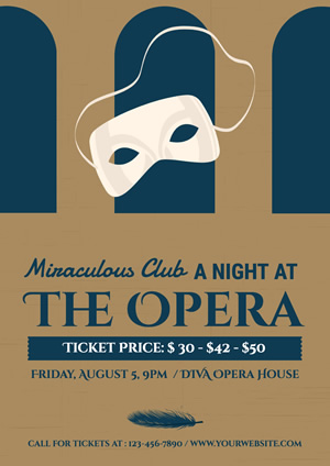 White Mask Ticket Information Opera Poster Poster Design