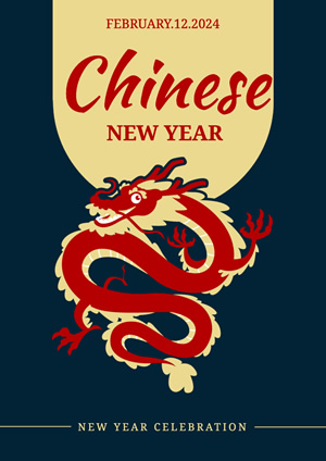 Red Dragon Chinese New Year Poster Design