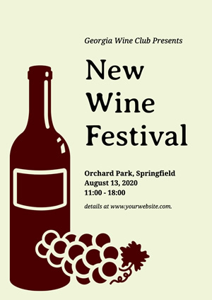Grape and Bottle Wine Festival Poster Poster Design