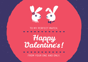 Cute Rabbit Couple Card Design