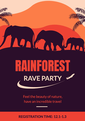 Elephant Rainforest Tour Travel Poster Design
