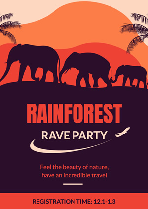 Elephant Rainforest Tour Travel Poster  Design