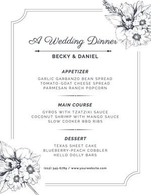 Wedding Dinner Menu Design