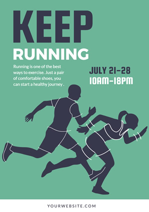 Green Keep Running Poster Poster Design