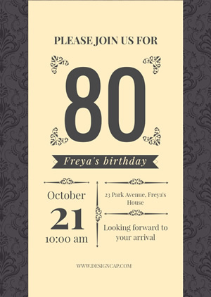 80th Birthday Invitation Design