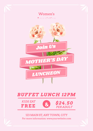Pink Floral Mothers Day Luncheon Poster Design
