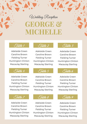 Wedding Reception Seating Poster Poster Design