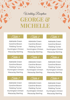 Wedding Reception Seating Poster Design