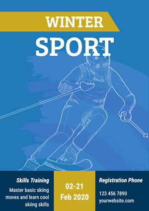Blue Skiing Training Poster Design
