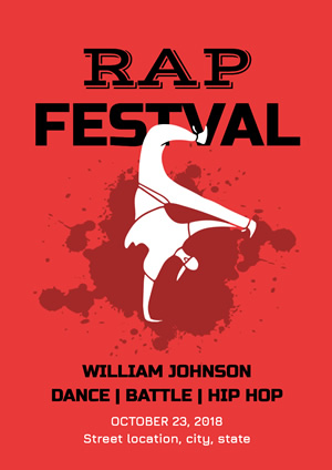 Red Rap Festival Poster Poster Design