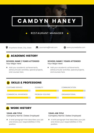 Simple Restaurant Manager Resume Resume Design