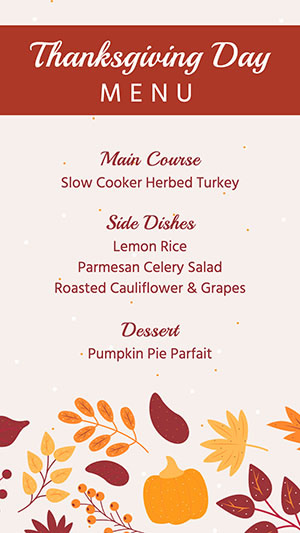 Thanksgiving Menu Instagram Story Instagram Story Design